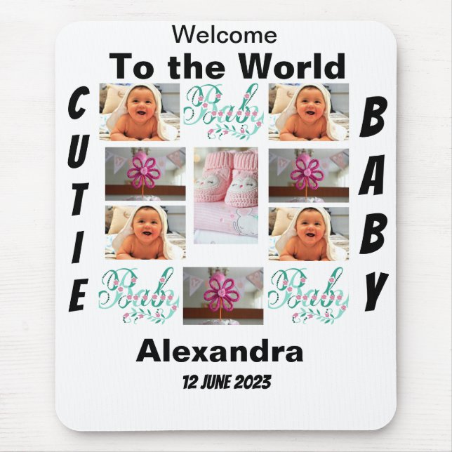 Mousepad Colagem de Fotos Personalizada do New Baby 11 (Frente)