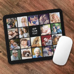 Mousepad Colagem de Fotos Personalizada em Quadrado 19<br><div class="desc">Matriz personalizada de mouse com 19 fotos de sua escolha e um modelo de texto para personalização.</div>