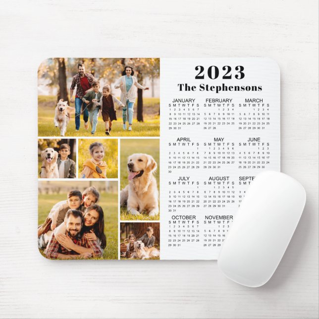 Mousepad Colagem de Fotos Personalizada Moderna 2023 Calend (Com mouse)