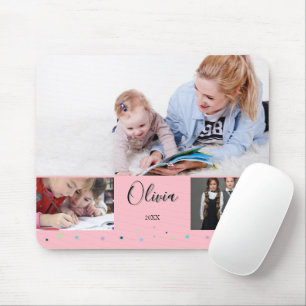 Mousepad Colagem de Fotos Personalizadas da Escola Rosa Nom