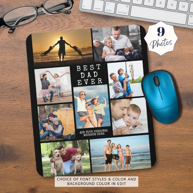 Mousepad Colagem de Fotos Personalizadas do MELHOR PAI DE T (Criador carregado)