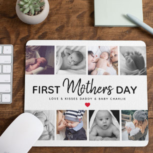 Mousepad Colagem de Fotos Simples do Primeiro Dia das Mães