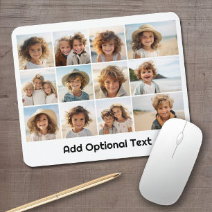 Mousepad Colagem de Grade de 12 Fotos - Branco - Tipo Mod P