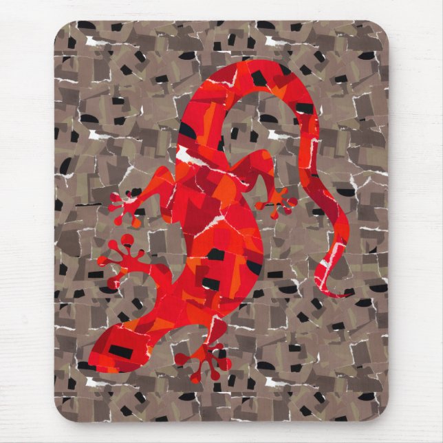 Mousepad Colagem de Lagarto Vermelho (Frente)