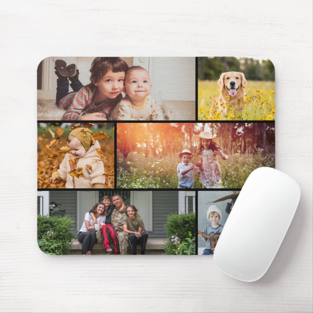Mousepad Colagem de paisagem com várias fotos instantâneas (Com mouse)