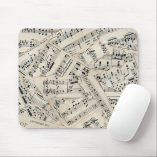 Mousepad Colagem de Papel de Música da Folha de Vintagem