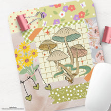 Colagem de trabalho de arte floral de Cogumelos re