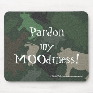 Mousepad Colagem de Vaca CaMOOflage em Verde