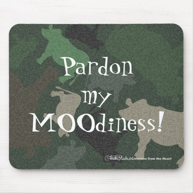 Mousepad Colagem de Vaca CaMOOflage em Verde (Frente)