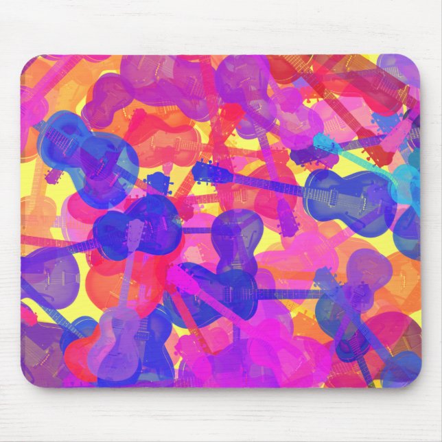Mousepad Colagem de Violão Colorida (Frente)
