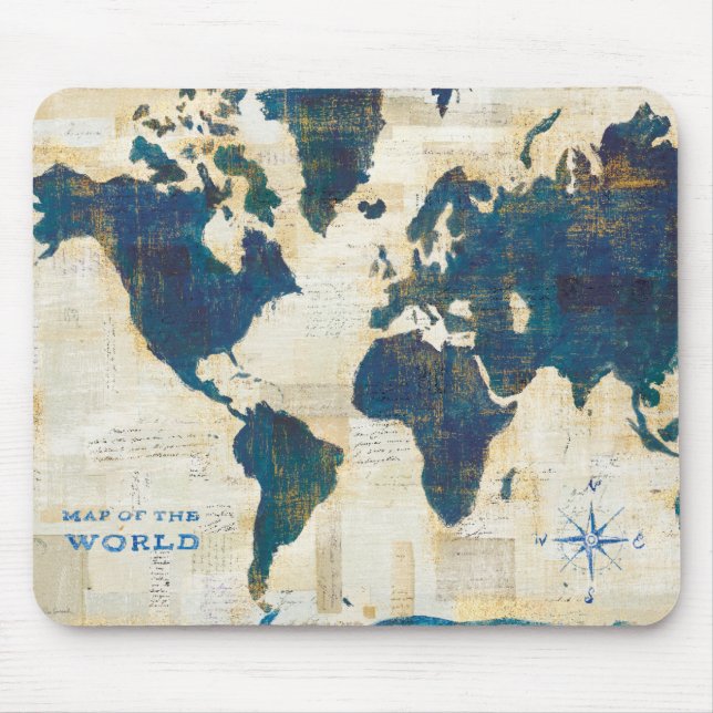Mousepad Colagem do mapa do mundo (Frente)