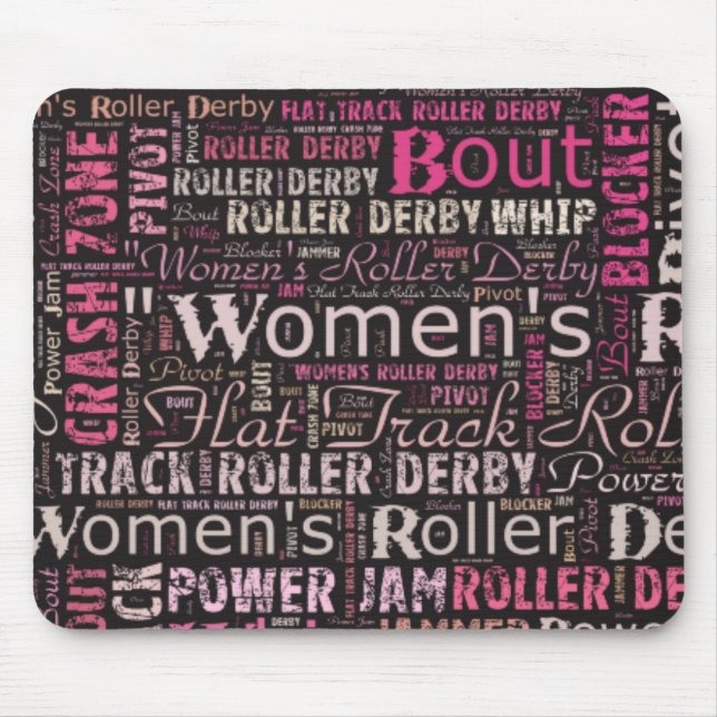 Mousepad Colagem do texto de Derby do rolo das mulheres (Frente)