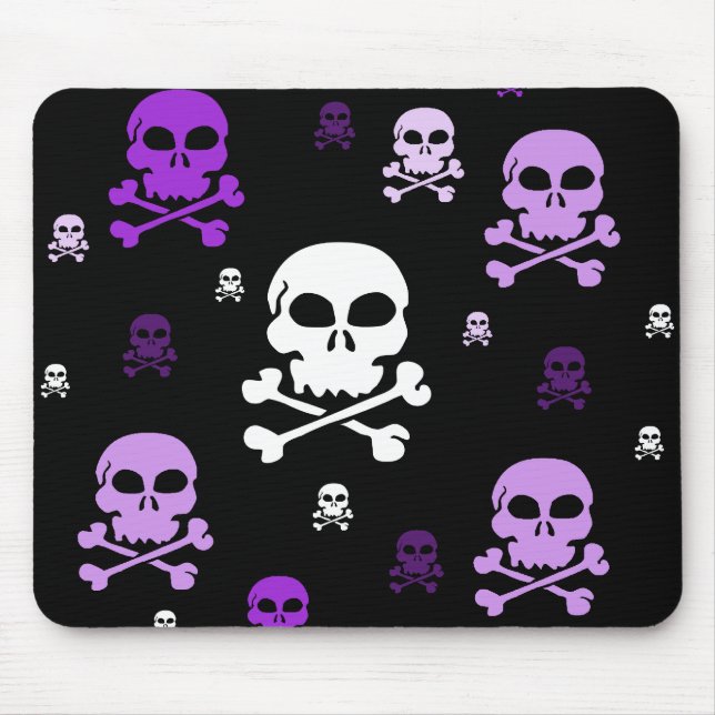 Mousepad Colagem dos crânios dos desenhos animados - roxo (Frente)