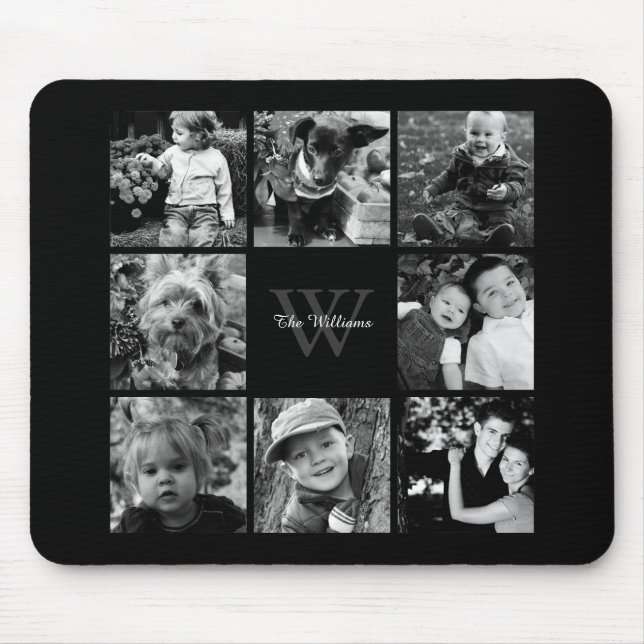 Mousepad Colagem e monograma da foto de família (Frente)