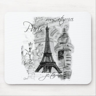 Mousepad Colagem em Cena Francesa em Torre Eiffel de Paris