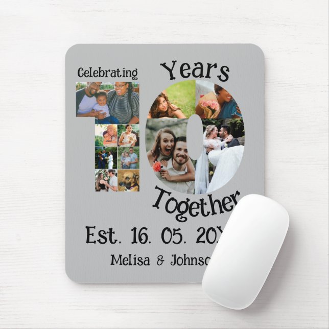 Mousepad Colagem personalizada de 10 anos de casamento 11 (Com mouse)