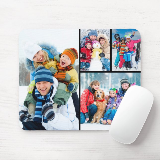 Mousepad Colagem Simples de 4 Fotos (Com mouse)