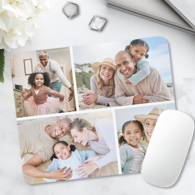 Mousepad Colagem Simples de 4 Fotos (Simple 4 Photo Collage Mouse Pad )