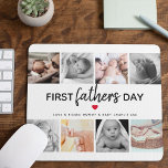 Mousepad Colagem Simples de Imagens do Primeiro Dia de os p<br><div class="desc">Crie seu próprio presente especial de primeiro dia de os pais com este bonitinho mouse colage. Com 8 fotografias quadradas e o texto 'Primeiro Dia de os pais', a palavra Pai está no roteiro moderno, um coração vermelho bonito que pode ser mudado para qualquer cor, amor e beijos e nome/s....</div>