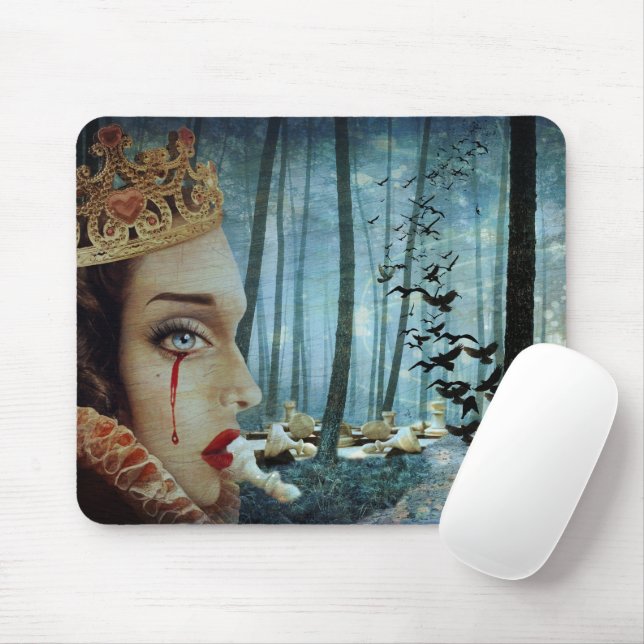 Mousepad Colagem Única Superreal Gótica Rainha Triste de Co (Com mouse)