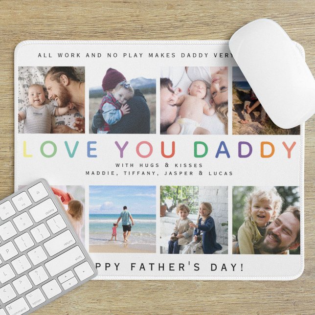 Mousepad Colar de Fotos 'EU TE AMO PAI' Arco-íris Lembrança (Criador carregado)