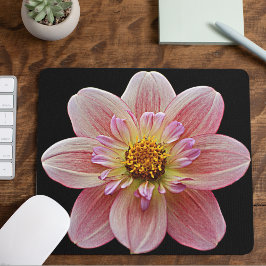 Mousepad Colaretta rosa-rosa Dahlia na Floral Negra