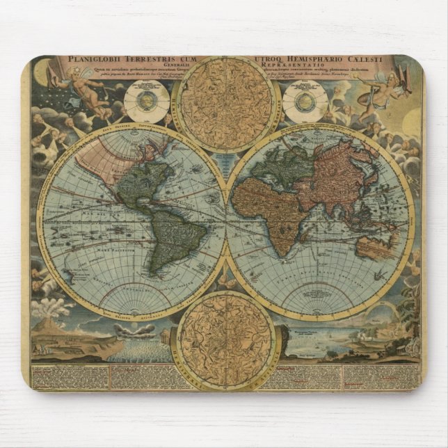 Mousepad Coleção Antiquada de Mapa Mundial (Frente)