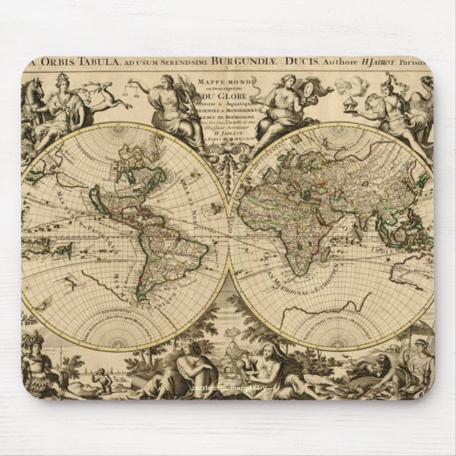 Mousepad Coleção de Artes do Mapa Mundial Vintage (Frente)