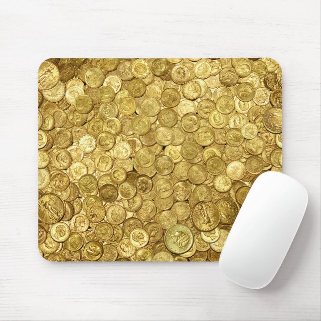 Mousepad Coleção de Moedas Douradas Antiga (Com mouse)