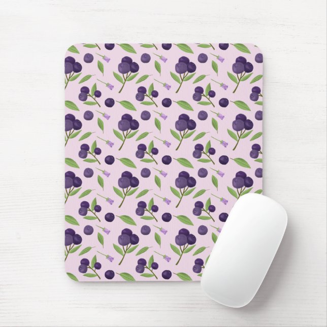 Mousepad Coleção de padrões da cesta de fruta - Airelas azu (Com mouse)