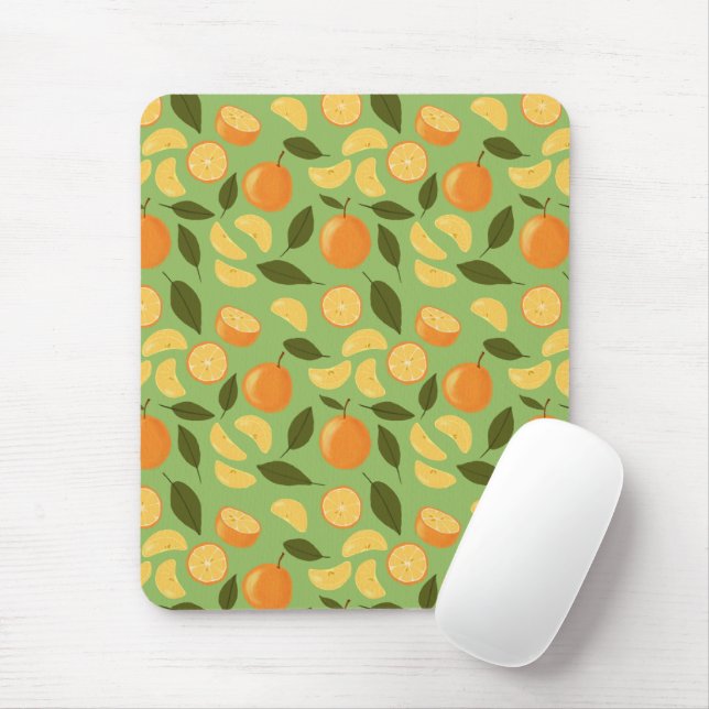 Mousepad Coleção de padrões do cesto de frutas - Laranjas (Com mouse)