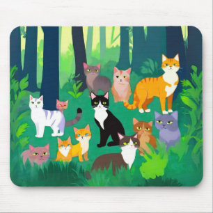 Mousepad Coleta de Gatos em Glade Floresta Sombria