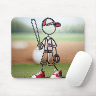Mousepad Coletor de Baseball com Figura de Pau