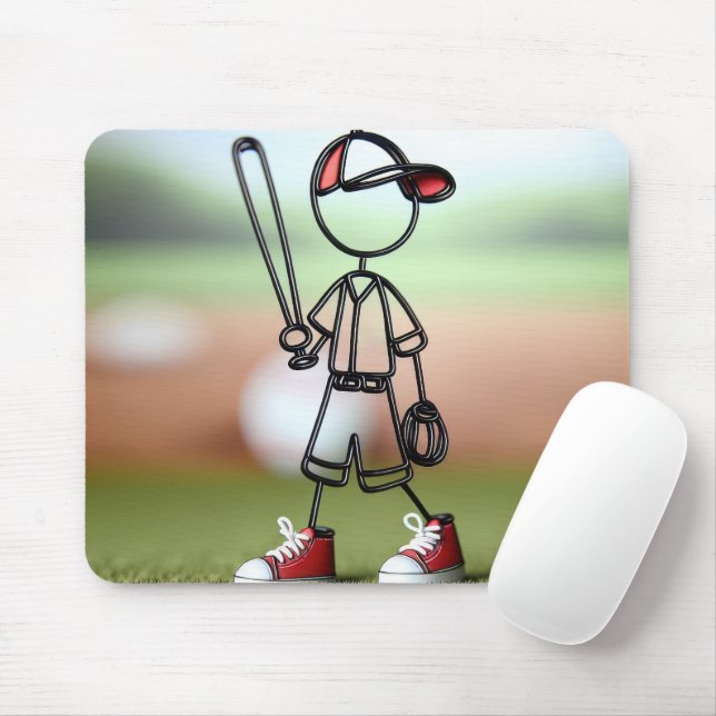 Mousepad Coletor de Baseball com Figura Fixa com tênis verm (Com mouse)