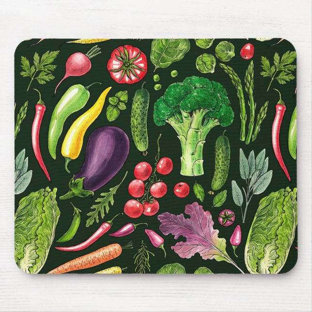 Mousepad Colheita de hortas e herbáceas em preto (Frente)
