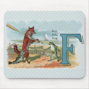 Mousepad colheita de raposa e sapo em atividade de pesca