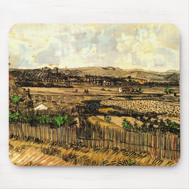 Mousepad Colheita na Provença Montmajour por Vincent van Go (Frente)