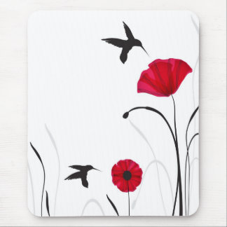 Mousepad Colibris e flores das papoilas