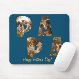 Mousepad Collage Cutout Letters PAPA I Blue
