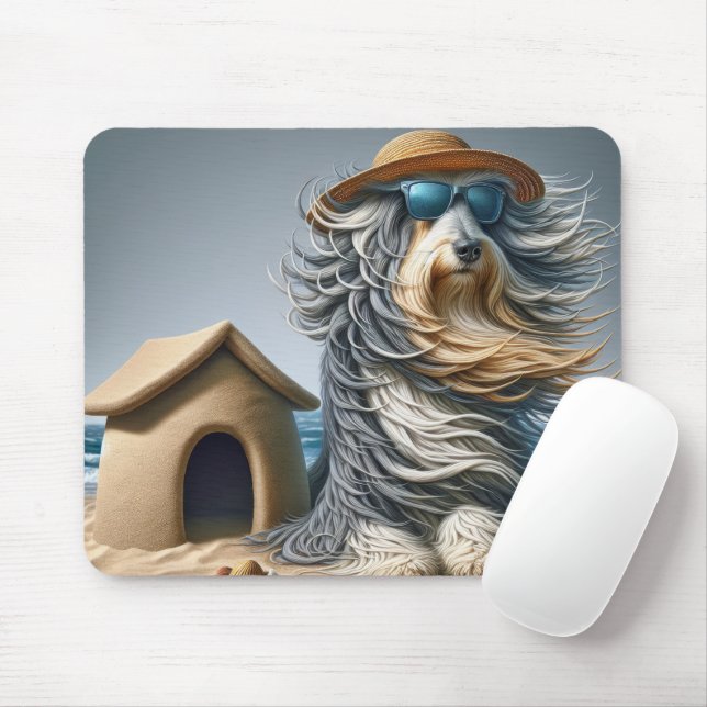 Mousepad Collie Barbudo Com Casa de Cachorro em Castelo de  (Com mouse)