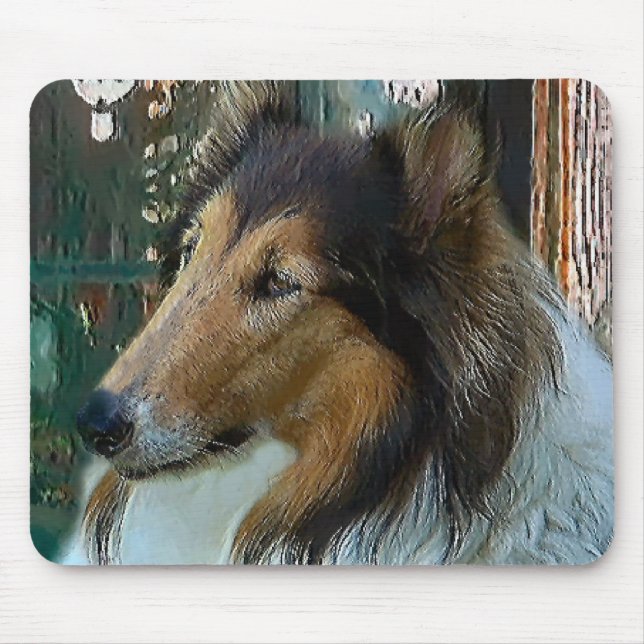 Mousepad Collie de Natal na Janela (Frente)