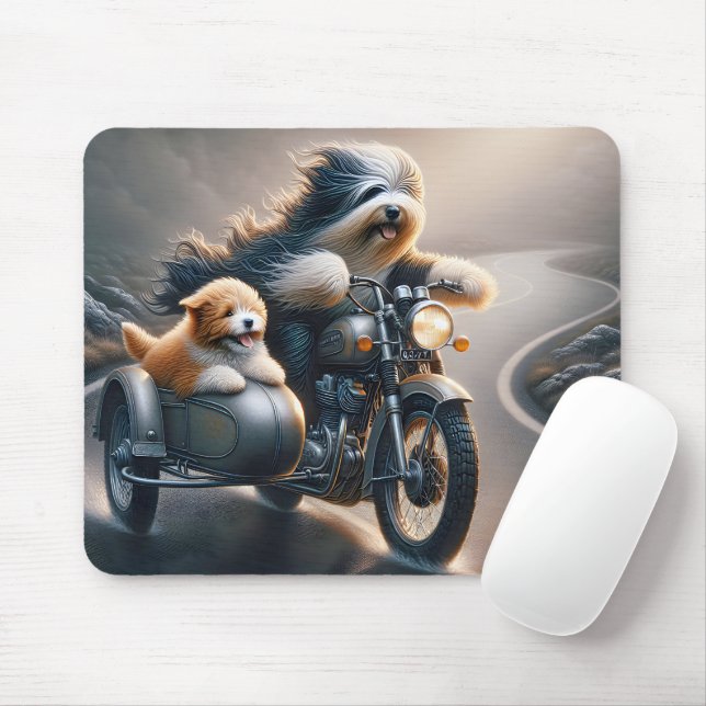 Mousepad Collie Motorbike Ride (Com mouse)