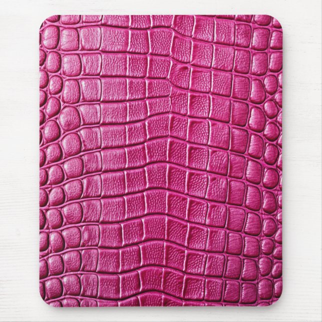 Mousepad Colligador crocodilo rosa Impressão de couro azul  (Frente)