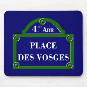 Mousepad Coloque DES Vosges, sinal de rua de Paris