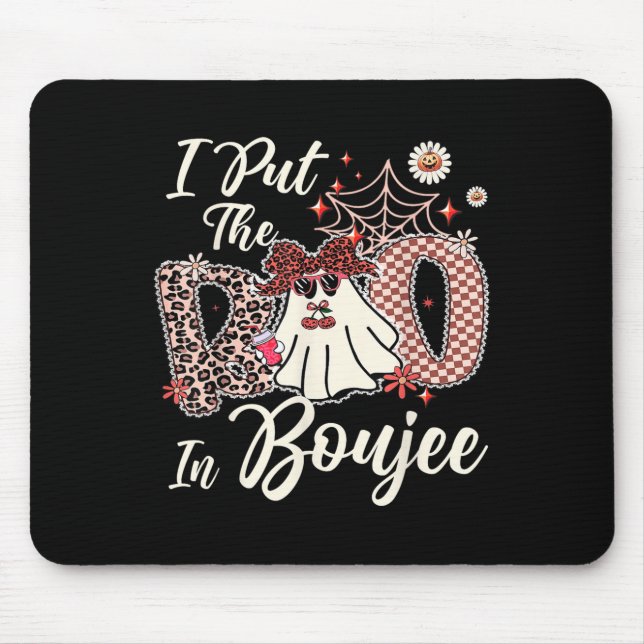 Mousepad Coloquei A Boca Em Boujee Cute Leopard Retro Ghost (Frente)