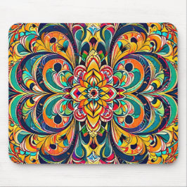 Mousepad Color Symphony Mandala – Bold Psychedelic Floral