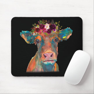 Mousepad Coloração d'água Colorida Cabeça de Vaca | Present