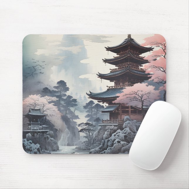 Mousepad Coloração tradicional no templo japonês (Com mouse)