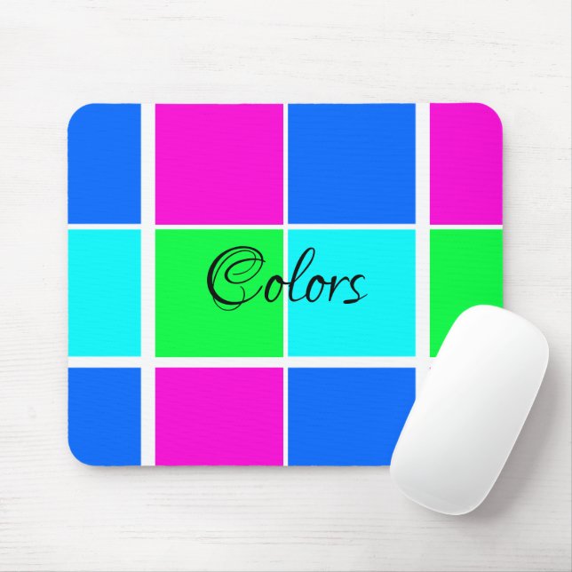 Mousepad Colores Azul, Rosa, Mouse Verde Prato! (Com mouse)