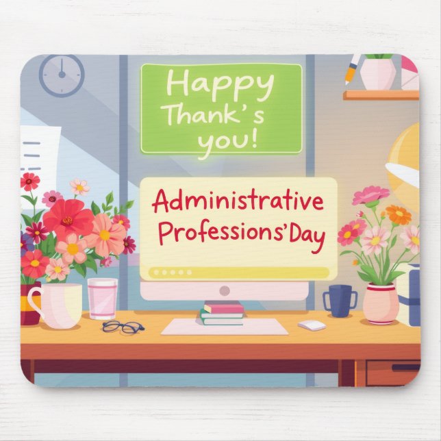 Mousepad Colorful Admin Appreciation Desk Illustration (Frente)